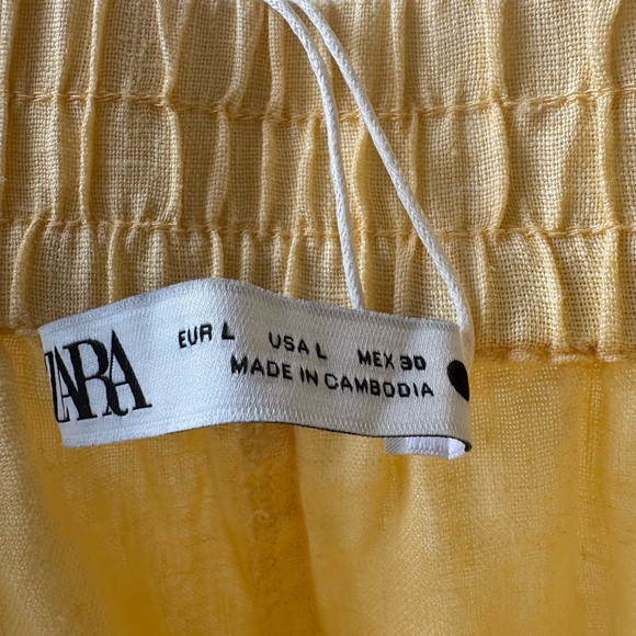 NWT Zara Yellow Linen Shirt and Shorts Set - Picture 13 of 16